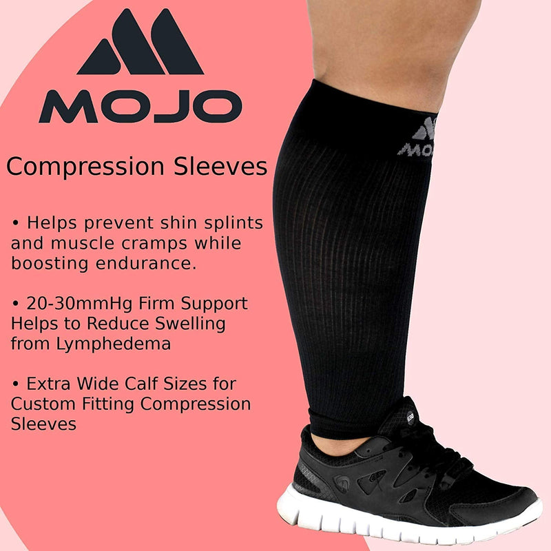 Small Mojo Calf Footless Compression Sleeves for Women and Men - 20-30mHg (Black) Small Black - NewNest Australia