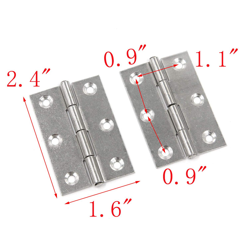 MY MIRONEY Folding Butt Hinge 2.4" Stainless Steel Home Furniture Hardware Door and Window Hinge with Screws Pack of 12 2.4" - NewNest Australia