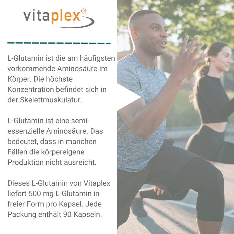 Vitaplex L-Glutamine capsules high dosage (500mg, 90 tablets) - L Glutamine Complex and amino acid - workout and fitness - NewNest Australia