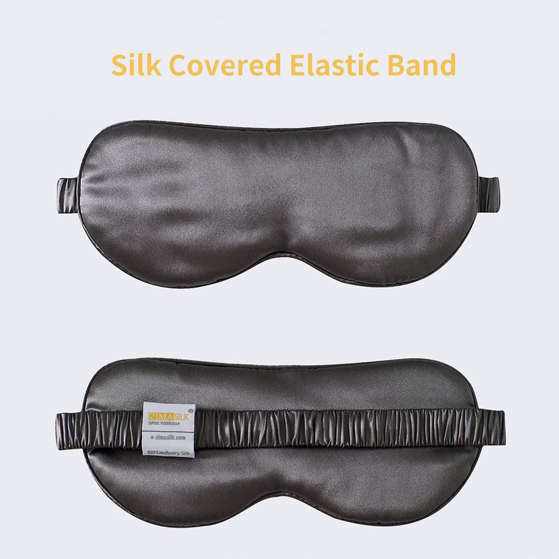 ZIMASILK 100% 22 Momme Pure Mulberry Silk Sleep Mask,Filled with 100% Mulberry Silk，Silk Wrapping Strap- Super Soft & Comfortable Sleep Eye Mask for Sleeping (Black Grey) Balck Grey - NewNest Australia