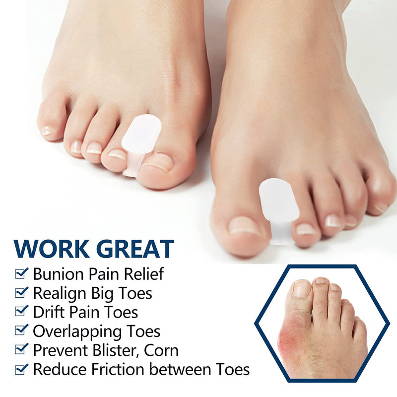 PrettSole 6 Pairs Toe Separators(1/2' Thick), Silicone Toe Spacer, Bunion Relief Pads to Temporarily Correct Big Toe & Relieve Bunion Pain, Overlapping Toe - NewNest Australia