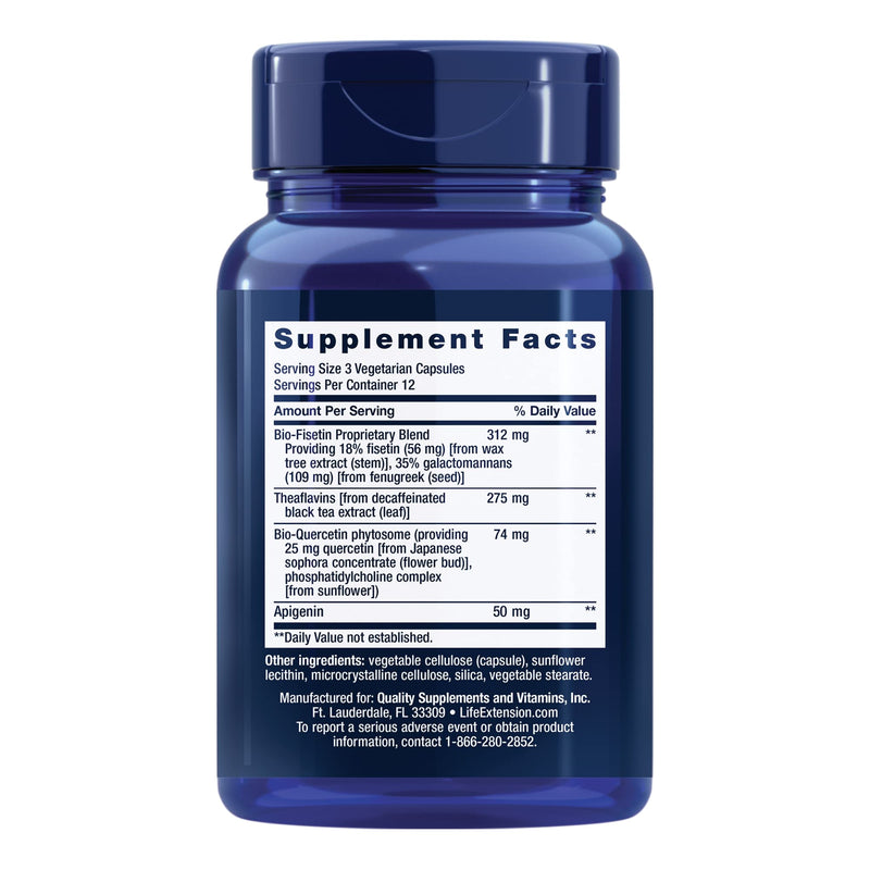 Life Extension Senolytic Activator - with Quercetin, Fisetin - For Immune Support, Anti-Aging & Longevity - Supports Systemic Rejuvenation - Non-GMO, Gluten-Free - 36 Vegetarian Capsules - NewNest Australia