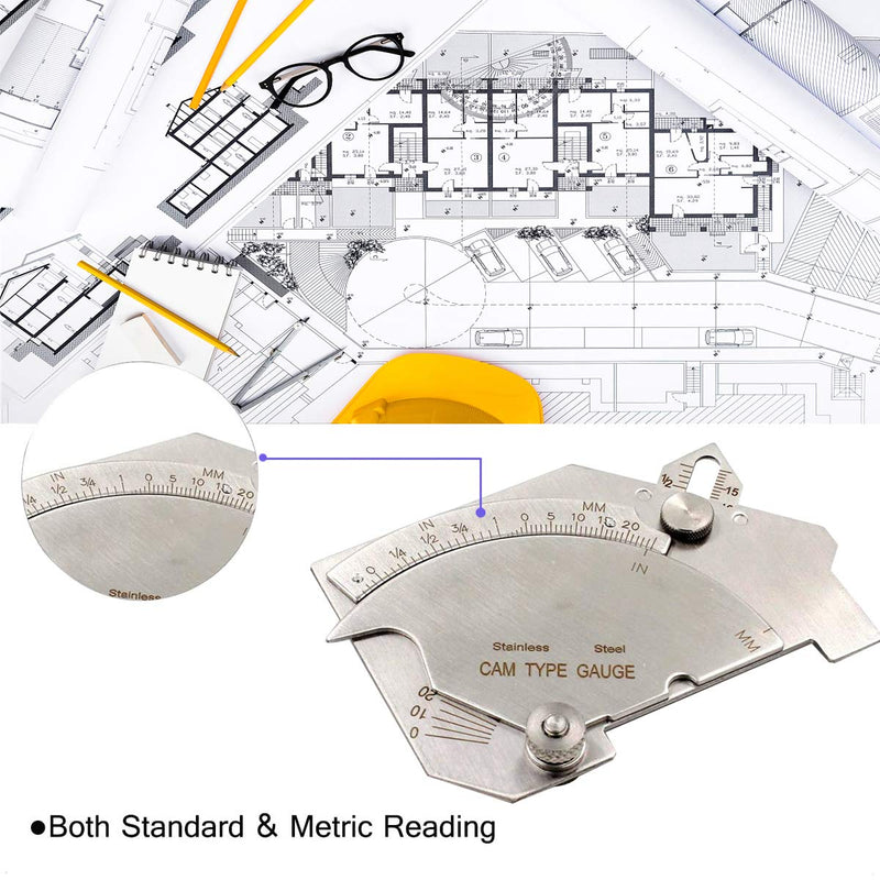 WeldingStop Bridge Cam Gauge Welding Fillet Throat Gage Welding Gauge MG-8 for Inspection of Welded Surface Weld Joints Bevel Angle Inch/mm Stainless Steel Weld Gage - NewNest Australia