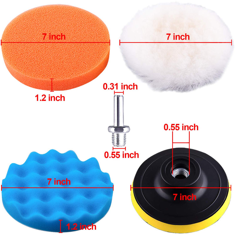 SIQUK 9 Pieces Car Polishing Pad Kit 7 Inch Buffing Pads Foam Polish Pads Car Polisher Attachment for Drill - NewNest Australia