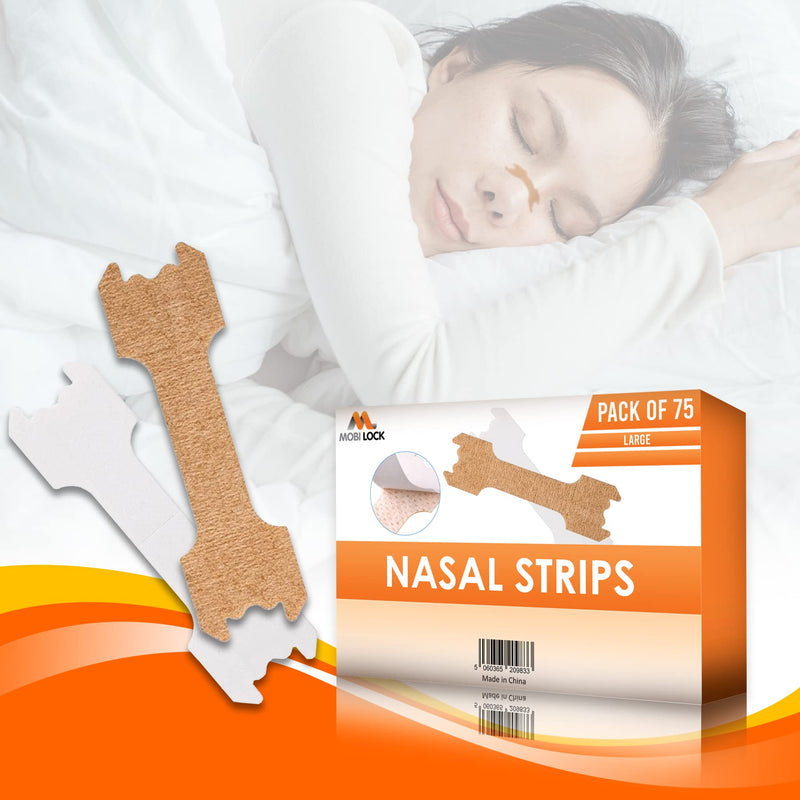 Anti Snoring Nose Plasters - Nose Strips Against Snoring For Women And Men, Reduces Nose Snoring, Relieves Congestion - Skin-Friendly, Without Adhesive Residue - Pack Of 75 Large Mobi Lock - NewNest Australia