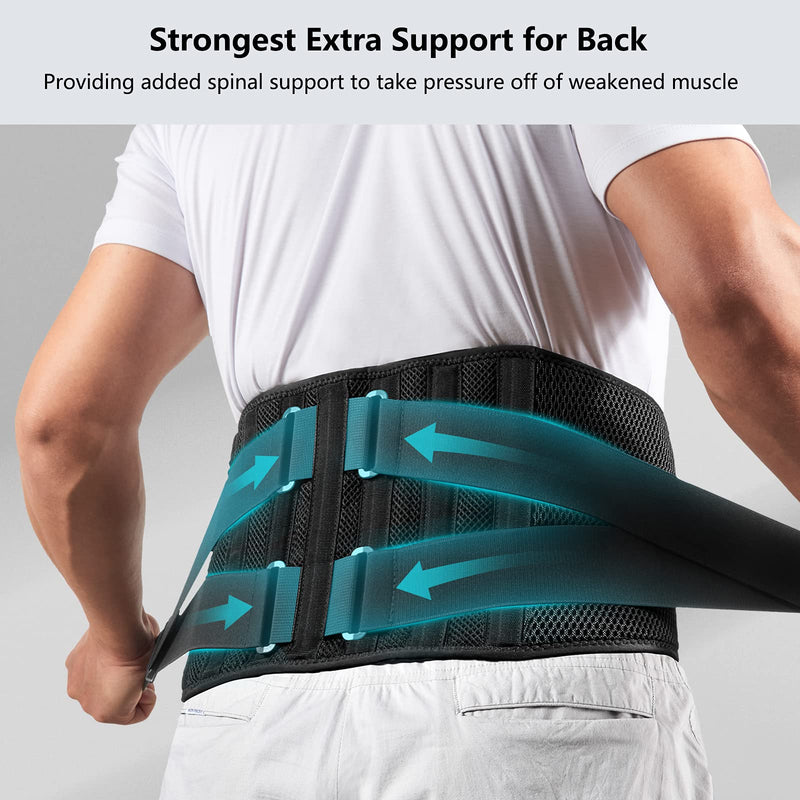 FREETOO Air Mesh Back Brace for Men Women Lower Back Pain Relief with 7 Stays, Adjustable Back Support Belt for Work , Anti-skid Lumbar Support for Sciatica Scoliosis (S(waist:27''-36''), Black) S(waist:27''-36'') 1 - NewNest Australia