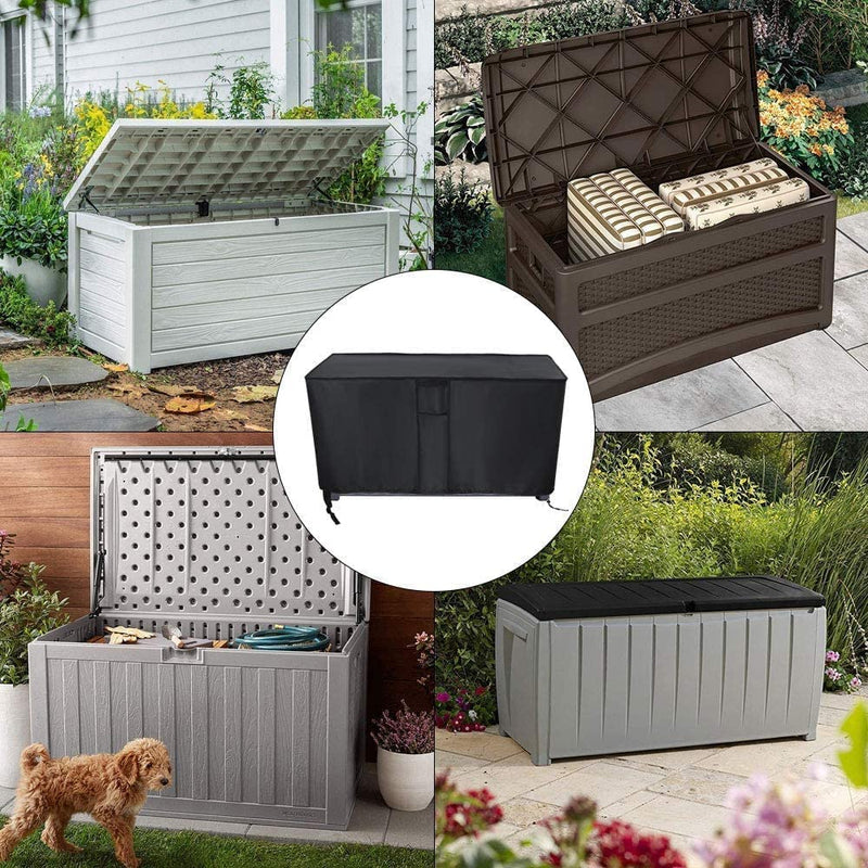 Kingling Deck Box Cover, Outdoor Storage Box Cover Waterproof, Outside Storage Bench Deck Boxes Covers Black (46" L x 18" W x 23" H) 46" L x 18" W x 23" H - NewNest Australia