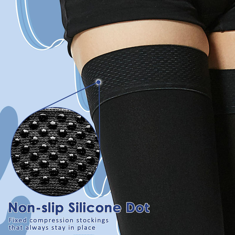 beister 15-20 mmHg medical compression stockings for men and women, edema compression socks without foot with silicone band, long class 1 support stockings for varicose veins, DVT, flight black-1 M - NewNest Australia