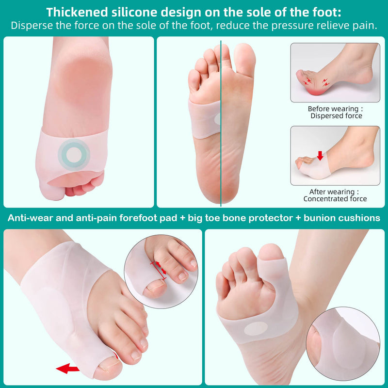 DYKOOK Gel Metatarsal Sleeves and Bunion Cushions 2Pack Thickened Metatarsal Silicone Pad Protector Bunion Pad Sleeve for Bunion Forefoot Pain Relieved and Friction Prevented - NewNest Australia