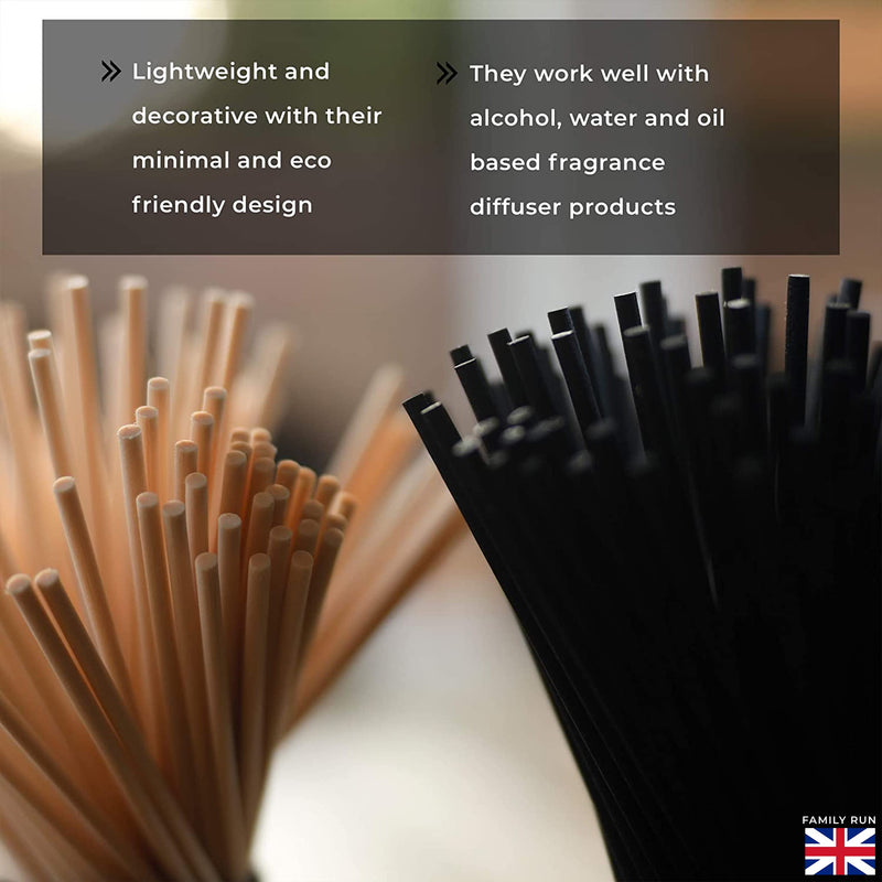 Ziffs Home® 120 Black Fibre Reed Diffuser Sticks - 20cm x 4mm - Thick Diffuser Reeds Sticks - Diffuser Sticks for Diffuser Oils Fragrance Refill - Fibre Reeds for Diffusers - NewNest Australia