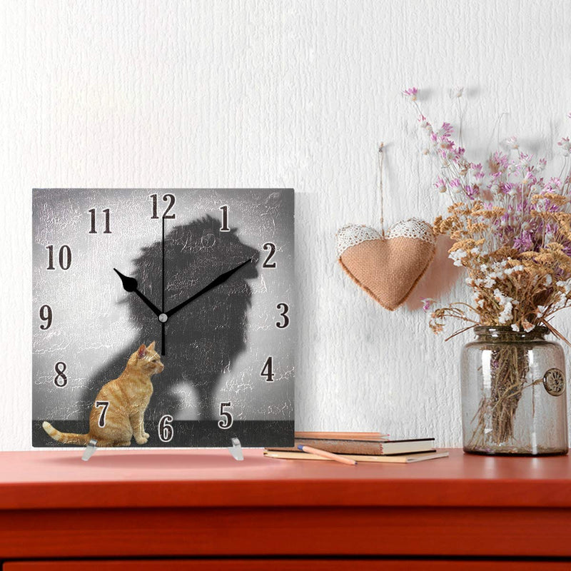 NewNest Australia - senya Wall Clock, Cat with Lion Shadow Clock Innovative Silent Non-Ticking Decorative Wall Clock for Living Room, Bedroom, Home, Office Battery Operated Pattern 5 