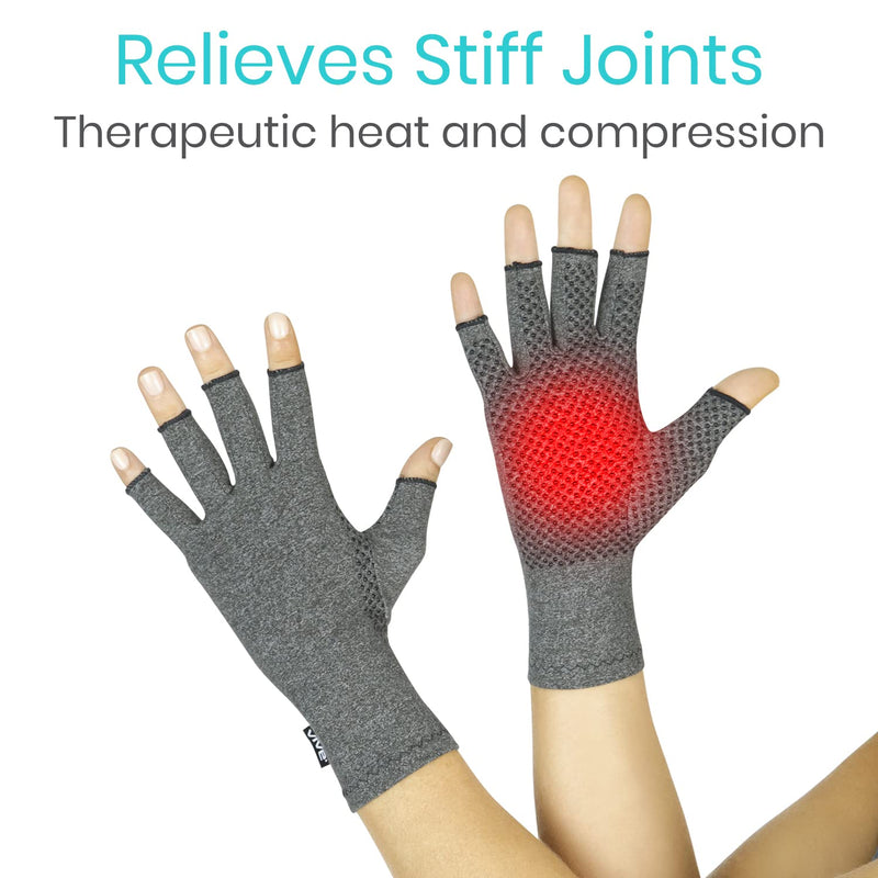 Vive Arthritis Gloves with Grips - Men & Women Textured Fingerless Compression - Open Finger Hand Gloves for Rheumatoid and Osteoarthritis - Arthritic Joint Pain Relief (Large) L - NewNest Australia