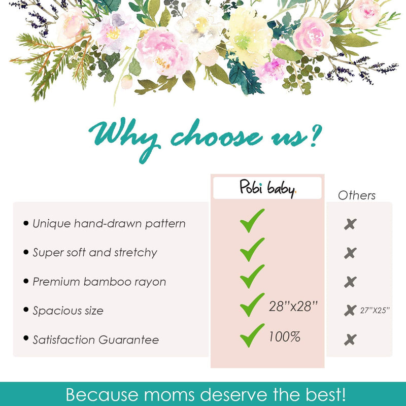 Pobi Baby Premium Multi-Use Cover - Nursing Cover, Baby Car Seat Covers, Shopping Cart, High Chair, and Breastfeeding Cover - Ultra-Soft, Stretchy, and Versatile Floral Scarf for Baby and Mom (Allure) - NewNest Australia