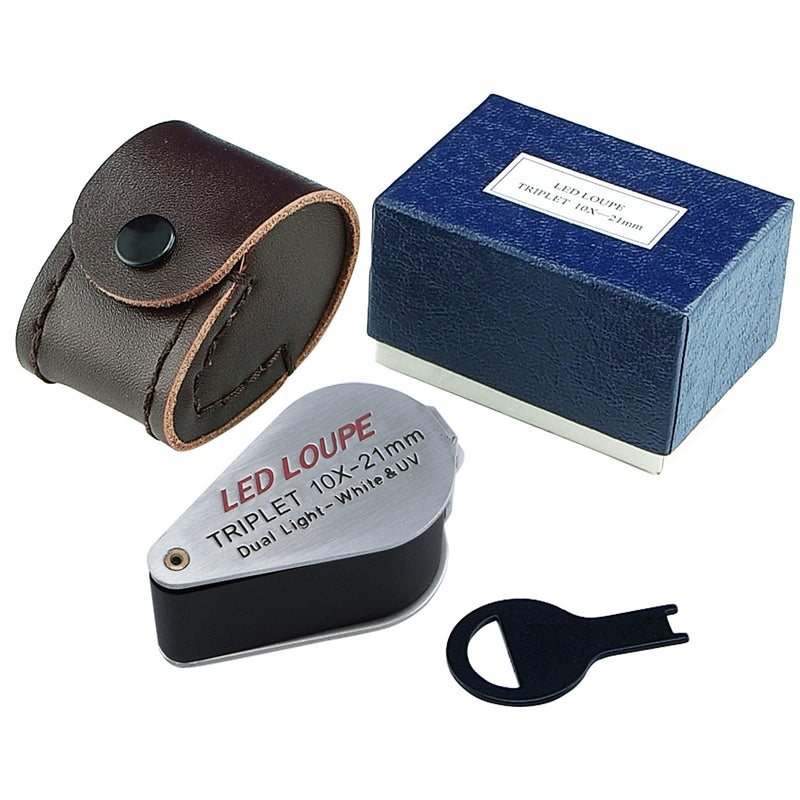 GAIN EXPRESS 10X 21mm Lens Magnification Mini Folding Jewelers Eye Loupe Jewelry Magnifier for Gems Jewelry Rocks Stamps Coins Watches Hobbies Antiques Gems, Coins, Stamps 10 X + Uv Light ,6 Led Lights - NewNest Australia