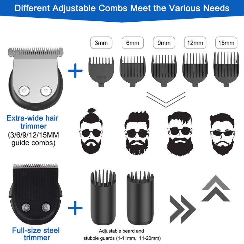 Hatteker Beard Trimmer Hair Clipper Hair Trimmer Grooming Kits Electric Shaver Razor for Men Mustache Nose Ear Body Precision Trimmer Groomer Multigroom IPX7 Waterproof Cordless Rechargeable 6 in 1 - NewNest Australia