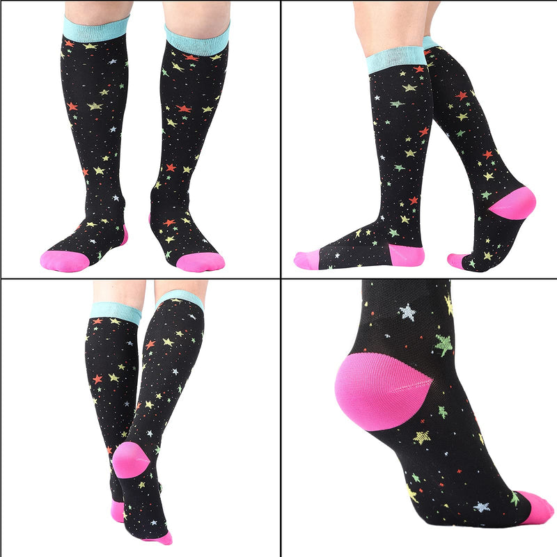 DRESHOW Compression Socks For Men & Women 3/7 Pairs is Best Support for Athletic,Running, Flight Travel,Cycling 3 Pack: Multicoloured B S-M - NewNest Australia