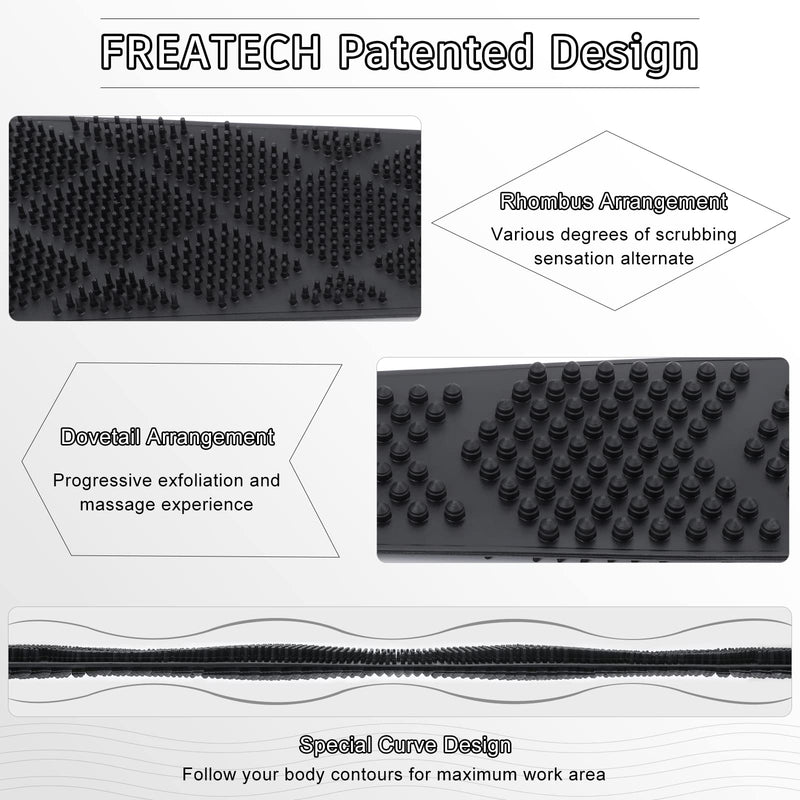 FREATECH Exfoliating Silicone Back Scrubber - 97cm Dual-sided Shower Back Washer for Deep Cleansing and Massage, Cover the Entire Back, Smooth & Rejuvenate Skin, Easy to Clean and Long-lasting, Black - NewNest Australia