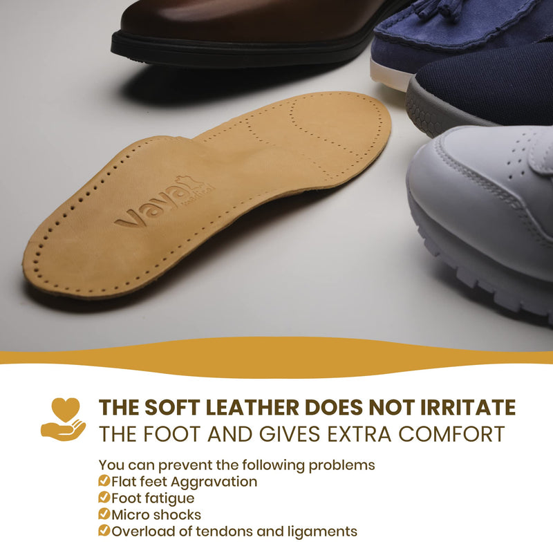 Vaya Deluxum - Premium Sheepskin Orthopedic Insole - Fallen Arch Support, Metatarsalgia, Supination, Flat Feet & Heel Pain Shock Absorption - Comfortable leather Inner Sole Full Orthotic (Men & Women) 5.5 - NewNest Australia