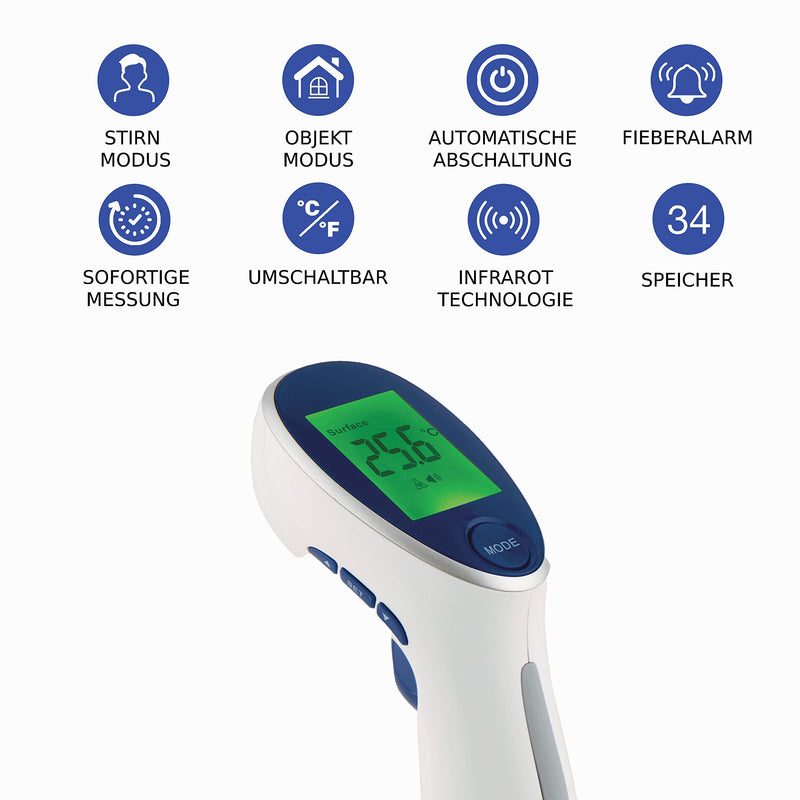 Sanico Infrared Thermometer - Precise Temperature Measure, 34 Memory Modes, Fever Alarm - Robust Design, Multifunctional, Easy To Use - For Body, Objects, Ambient Temperature - NewNest Australia