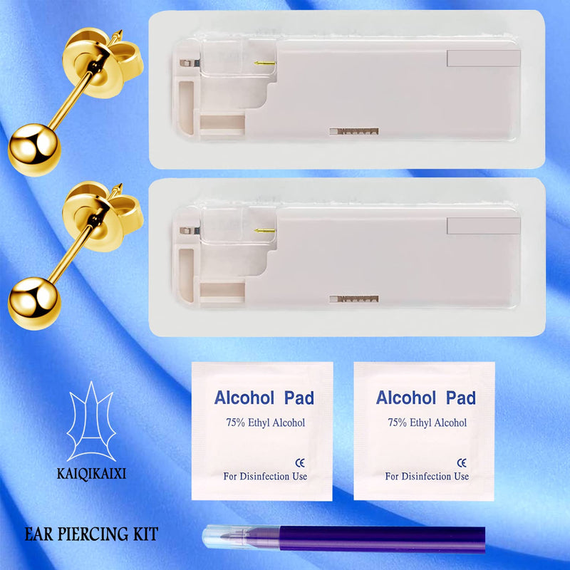 2PCS Ear Nail Gun Disposable Aseptic Household Ear Piercing Gun Portable Ear Piercing Gun Group Ear Piercing Tools (New Generation) 3MM Gold - NewNest Australia
