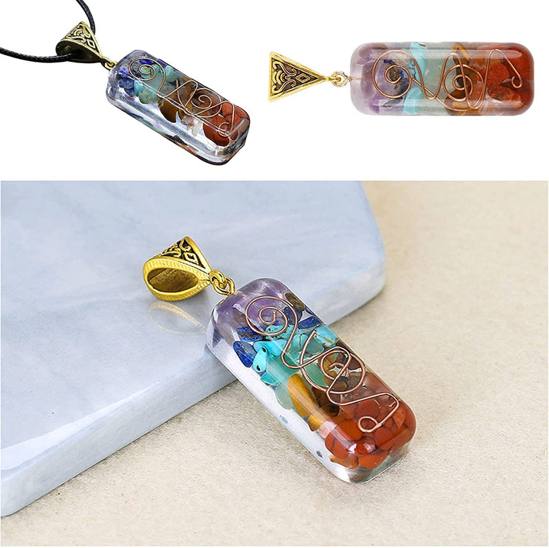 DEEPOW ANLACOCN Healing 7 Chakra Necklace with Rainbow Crystals Orgone Energy Generator for Balancing 7 Chakras, Meditation Yoga Spiritual Jewelry - NewNest Australia