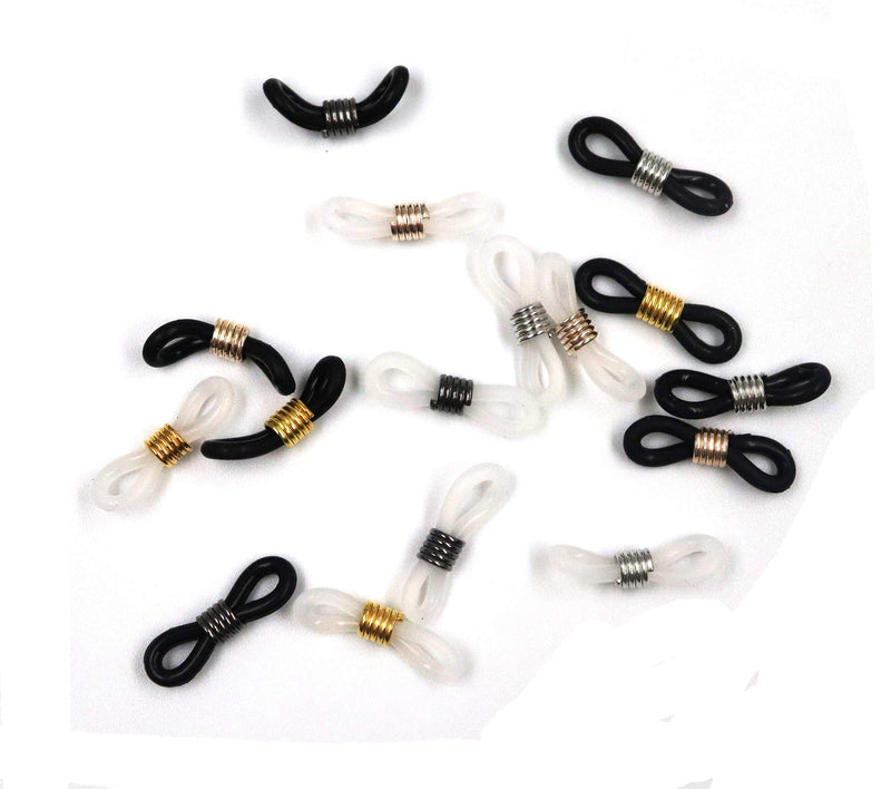 Ruwado 16 Pcs Eyeglass Chain Ends Silicone Adjustable Anti-Slip Rubber Connectors Eyeglass Strap Retainer Chain Holder Loops for Sunglasses Sports Eyeglasses Necklace Chain - NewNest Australia