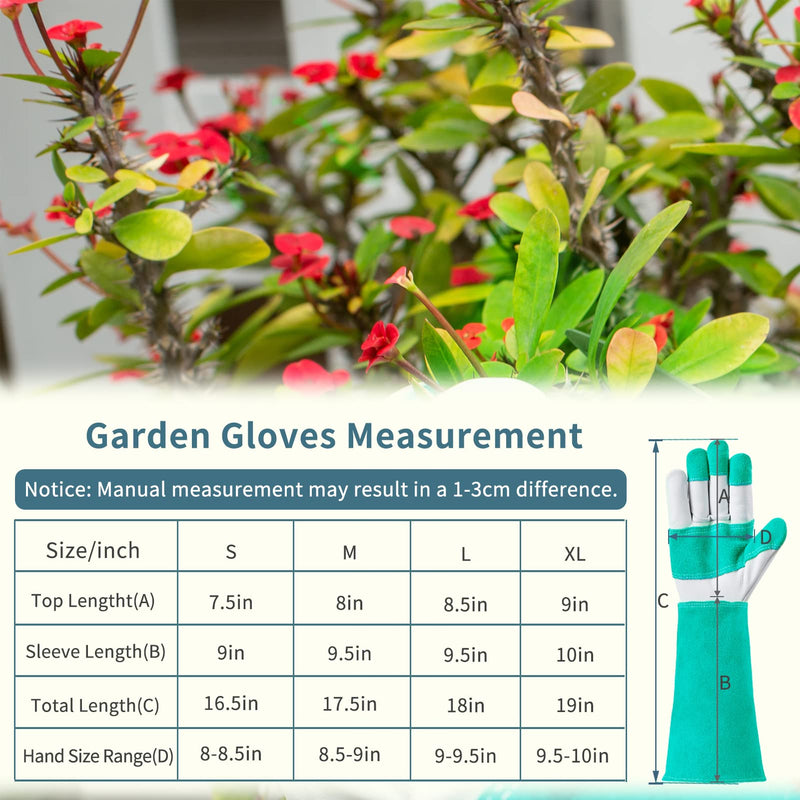 Gardening Gloves for Men Women, Adjustable Cuff Rose Pruning Gloves, Cowhide Leather Long ThornProof Heavy Duty Work Gloves Small Green - NewNest Australia
