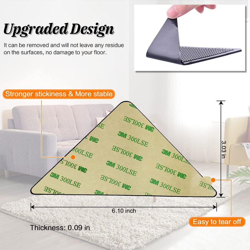 ZC GEL Rug Grippers for Hardwood Floors (8 pcs), Anti Slip Rug Grippers with Non Curling Washable and Reusable Non-Trace Removable Eco-Friendly Carpet Gripper for Tile Floors,Carpets,Floor Mats,Black - NewNest Australia