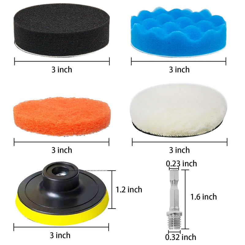 GOH DODD 38 Pieces 3 Inch Buffing Polishing Pads, Car Foam Drill Polishing Pad Kit Sponge Pads Buffer Polisher Kit Headlight Restoration Kit with Wool Pads for Car Polishing, Waxing and Cleaning 3 Inch 38 Pieces - NewNest Australia