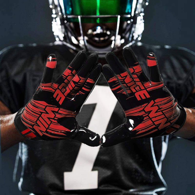 NICEWIN Football Gloves Adult Football Receiver Gloves for Men and Women Red 1 Small - NewNest Australia