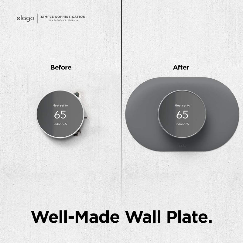 elago Wall Plate Cover Plus Compatible with Google Nest Thermostat 2020 [Charcoal] - Durable Polycarbonate Material, Easy Installation, Complementary Design Charcoal Grey - NewNest Australia