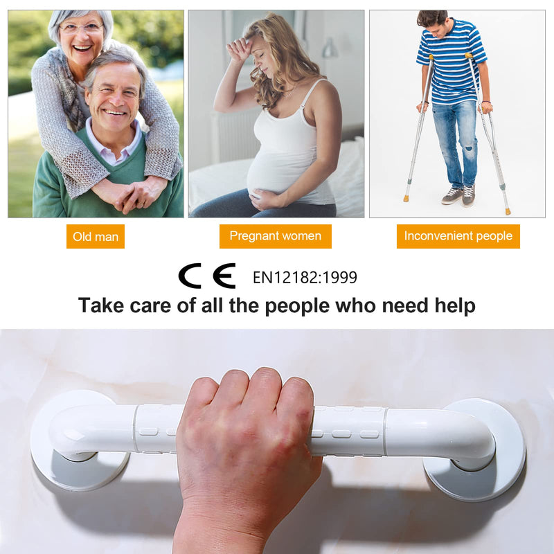Bath Grab Rails with Anti-Slip Grip and Safety Luminous Circles, Bath Handle, Towel Holder with Stainless Steel Inner Tube, 30 cm, Sturdy Plastic Outer case, for Elderly, Inconvenient People, Kids - NewNest Australia