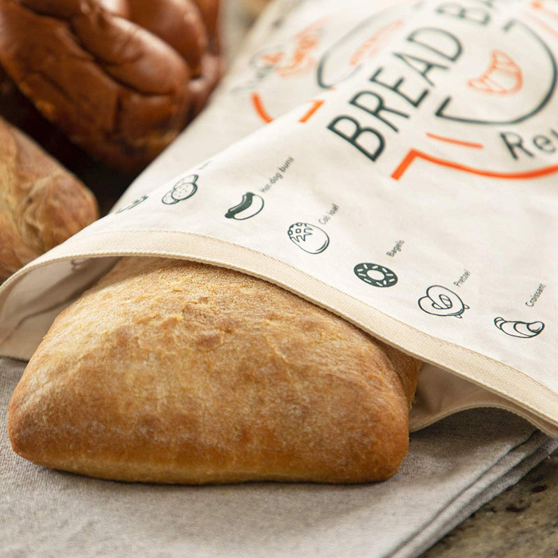 NewNest Australia - Organic Cotton Bread Bag - Reusable, Premium Bread Bag - Bakery Supplies and Food Storage Solutions - 100% Recyclable and Sustainable - Zero Waste, Vegan Friendly, linen bread bag 