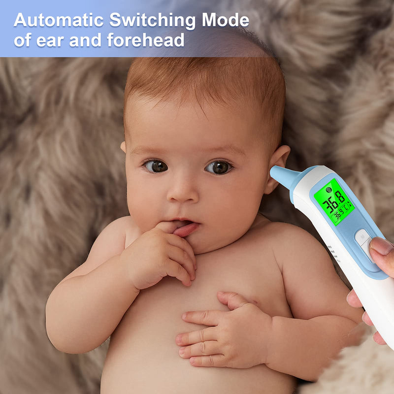 Ear Thermometer for Baby, ELERA Infrared Thermometer with Automatic Switching Mode of Ear & Forehead, 1s Measurement, 4 Color Backlight Display with Fever Indicator - NewNest Australia