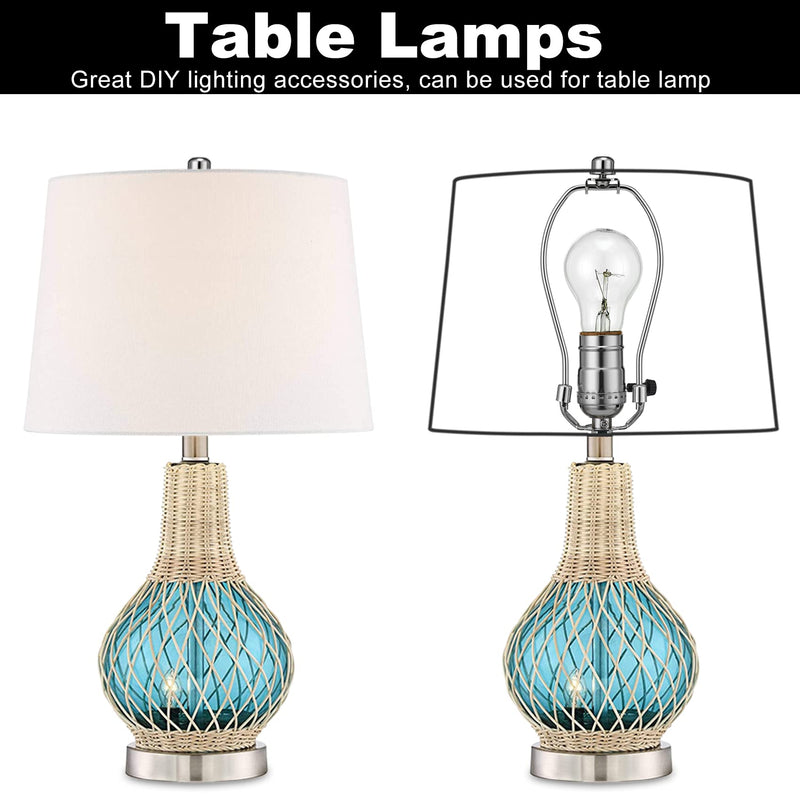 6 inch Lamp Shade Harp Holder 2 Set, Silver Detachable Heavy Duty Bracket with Standard Saddle Base and Solid Metal Lamp Finial for Table and Floor Light Fitting (Plated Nickel) 6 Inches - NewNest Australia
