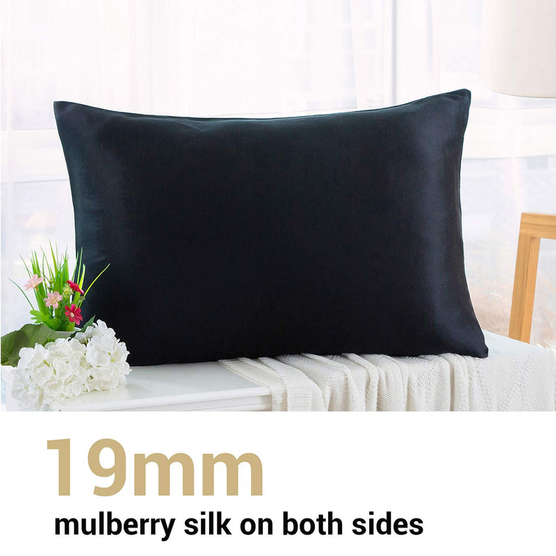 NewNest Australia - ZIMASILK 100% Mulberry Silk Toddler Pillowcase for Kids,Both Side 19 Momme Silk,1pc (Toddler14''X20'', Black) Toddler 14''X20'' 