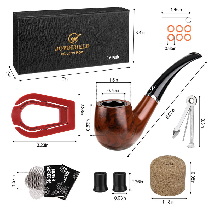 Joyoldelf Tobacco Smoking Pipe with Foldable Pipe Stand Holder, Pipe Screens, Pipe Bits and Pipe Cleaning Tool with Gift Box (medium) 17 Piece Set - NewNest Australia