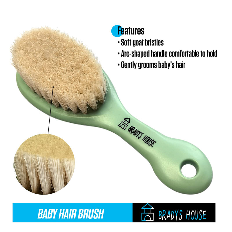 BRADYS HOUSE - 3 Piece Baby Hair Brush & Comb Set for Newborns- Soft Goat Bristle Hair-Brush, Silicone Bath Brush and Plastic Comb for Infant, Toddler, Kids - Baby - NewNest Australia