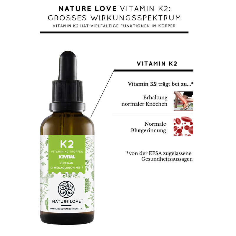 Nature Love Vitamin K2 Mk7-200¬µg - 1700 Drops (50Ml) - Highest All-Trans Content 99.7+% - High Quality: K2Vital From Kappa - Dissolved In Mct Coconut Oil - High Dosage, Vegan & Produced In Germany - NewNest Australia