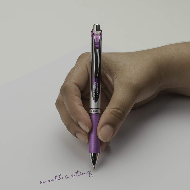 Pentel Energel XM Retractable Gel Pen with 0.7 mm Tip, 0.35 mm Line Width - Violet, Pack of 12 Single - NewNest Australia