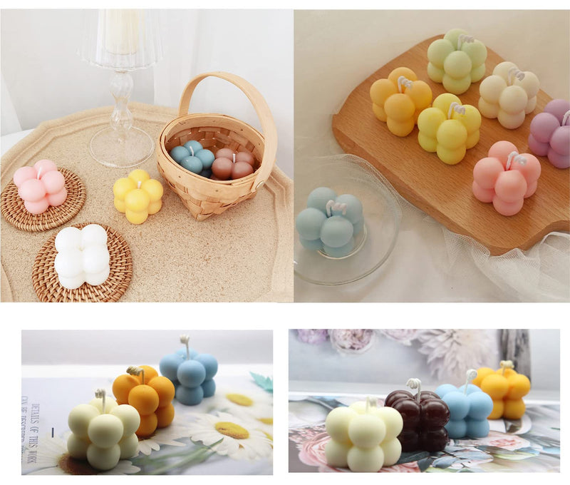 Konrisa 3D Bubble Candle Molds, 15 Cavity Cube Silicone Molds for Candles Making Soy Wax, Bubble Cake Molds for Baking Chocolate Dessert Cheesecake Mousse Cake Jelly Pudding 15-cavity - NewNest Australia