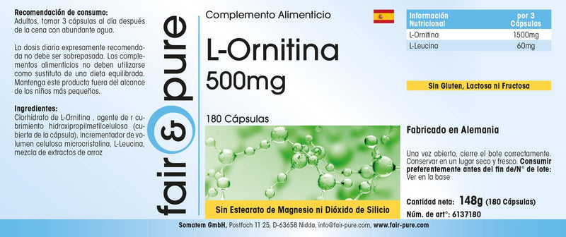 Fair & Pure® - L-Ornithine 500mg - high dosage - 180 capsules - NewNest Australia