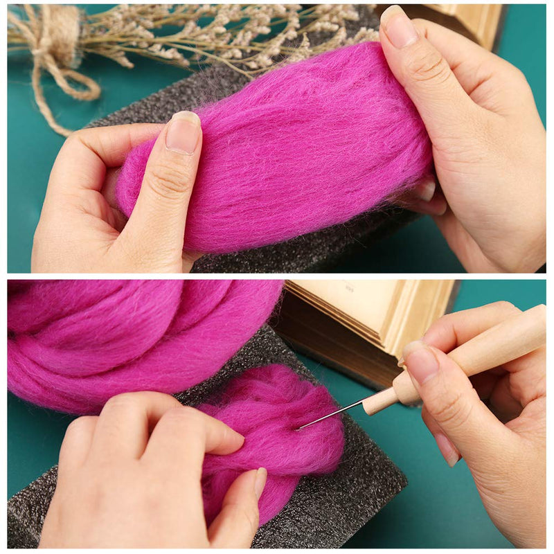 Jupean 3.53oz Wool Roving Yarn, Fiber Roving Wool Top, Wool Felting Supplies, 100% Pure Wool, Chunky Yarn, Spinning Wool Roving for Needle Felting Wet Felting DIY Hand Spinning Light purple - NewNest Australia
