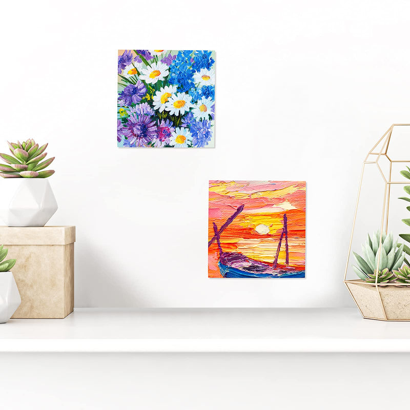 ADXCO 8 Pack Wood Panels 4 x 4 Inch Unfinished Wood Canvas Wooden Panel Boards for Painting, Pouring, Arts Use with Oils, Acrylics - NewNest Australia