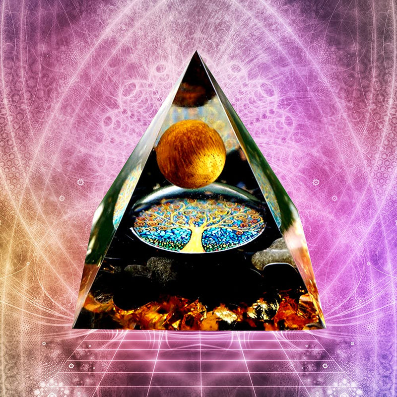 VNSTKWW Orgone Pyramid Crystal, Healing Chakra Pyramid for Protection,Balancing Positive Energy,Obsidian Emotional-Negativity Removal Stone,Clear Quartz Crystal Point for Meditation(2.36 inch) B - NewNest Australia