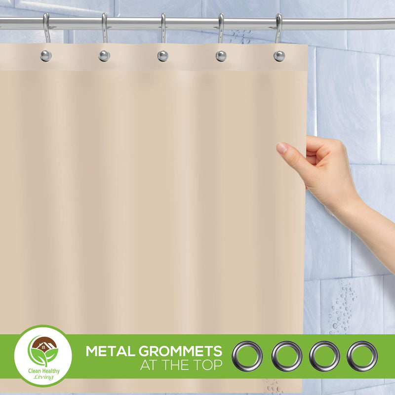 Clean Healthy Living Premium PEVA Taupe Shower Curtain Liner with Magnets & Suction Cups - 70 X 71 inches Long - NewNest Australia