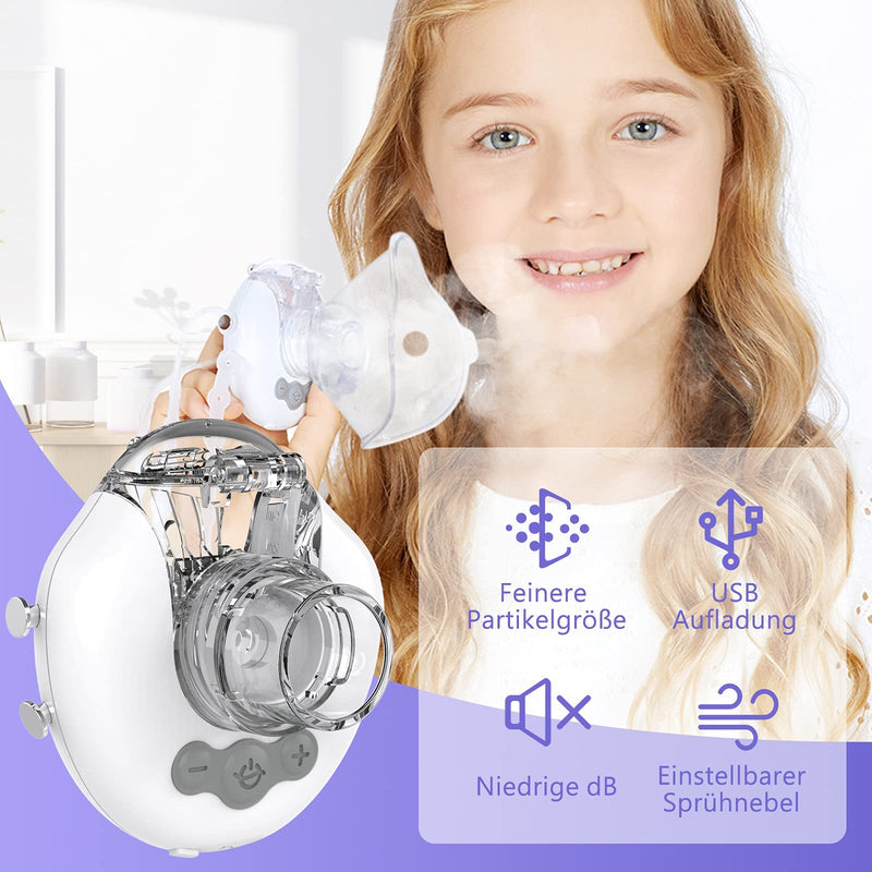 Feellife Inhaler For Children & Adults - Quiet Inhaler For Babies - Portable, Lightweight & Effective For Respiratory Diseases - Adjustable Mist, 2 Atomiser Membrane Included - NewNest Australia