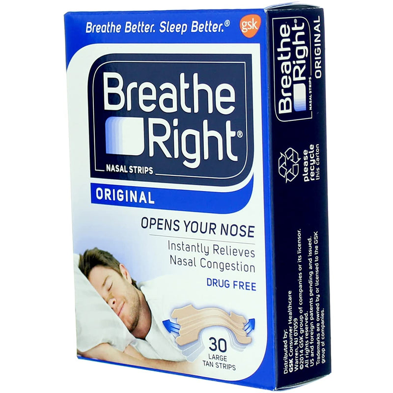 Breathe Right Nasal Strips, Original, 30 Large, Tan Strips - NewNest Australia