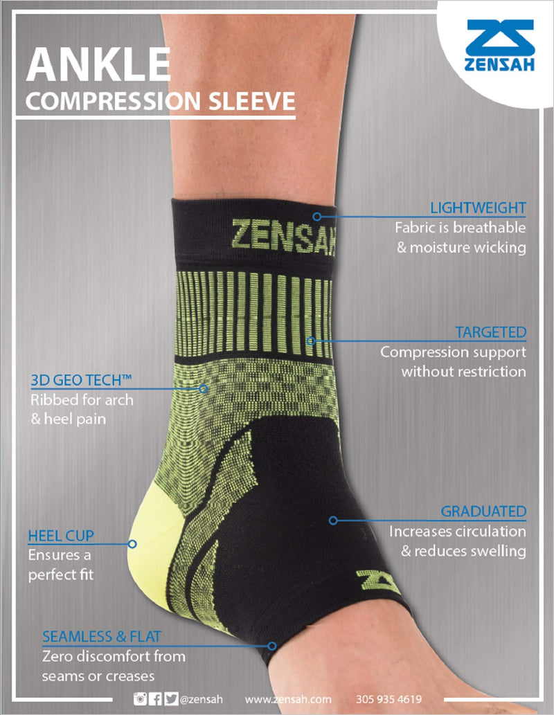 Zensah Ankle Support - Compression Ankle Brace - Great for Running, Soccer, Volleyball, Sports - Ankle Sleeve Helps Sprains, Tendonitis, Pain Medium Heather Grey - Pair - NewNest Australia