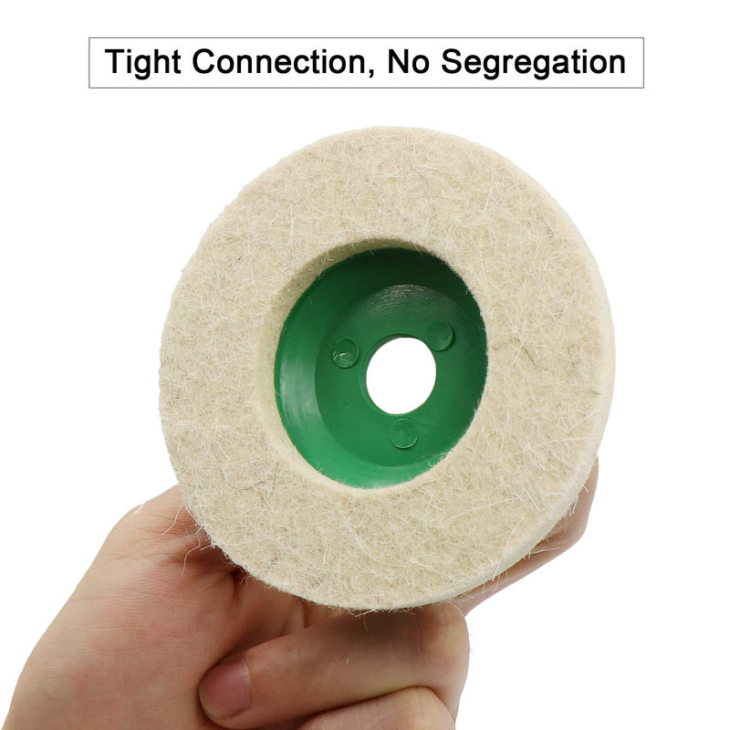 10 Pack 4 Inch Round Wool Felt Disc Wheel Pad, for 100 Angle Grinder, Buffing Polishing Buffer Bore Dia-White & Green 10 pack - NewNest Australia